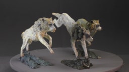 Trois loups en chasse - vue 3
